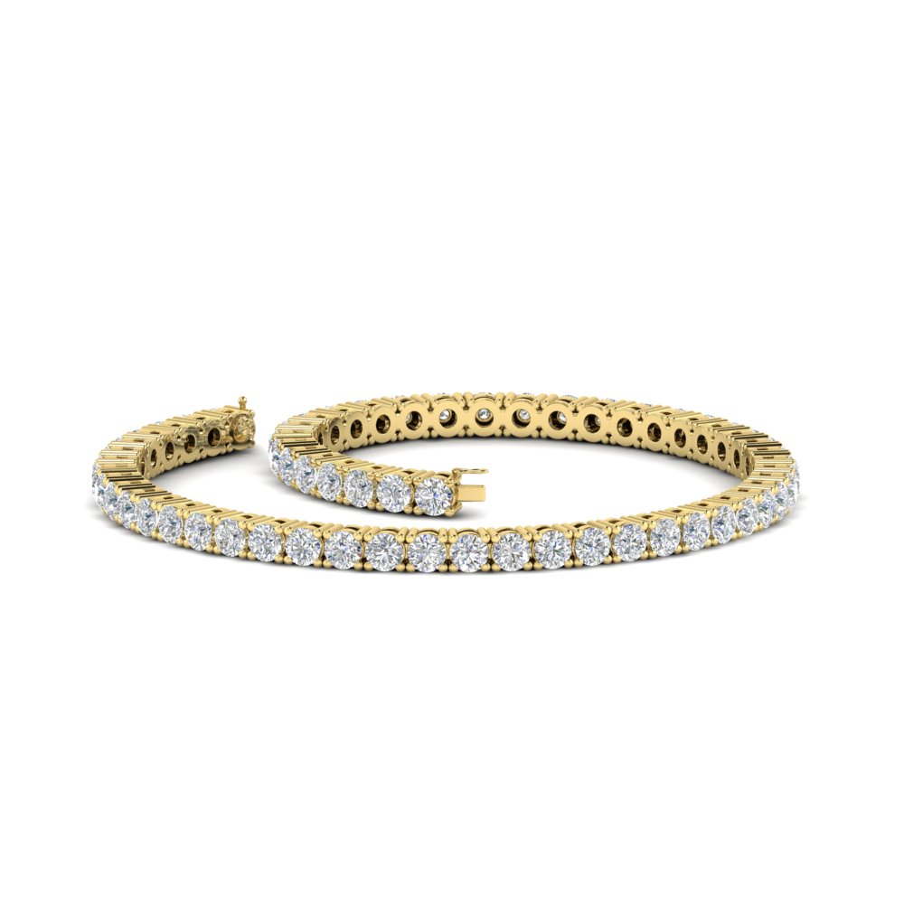 6 Carat Round Diamond Tennis Bracelet with 14K Yellow Gold White Diamond